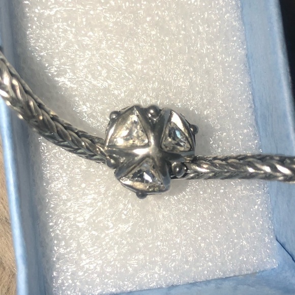 TROLLBEADS Sterling Silver Crystal Triangles Splitter Pendant Charm Bead 12301 - Picture 7 of 8